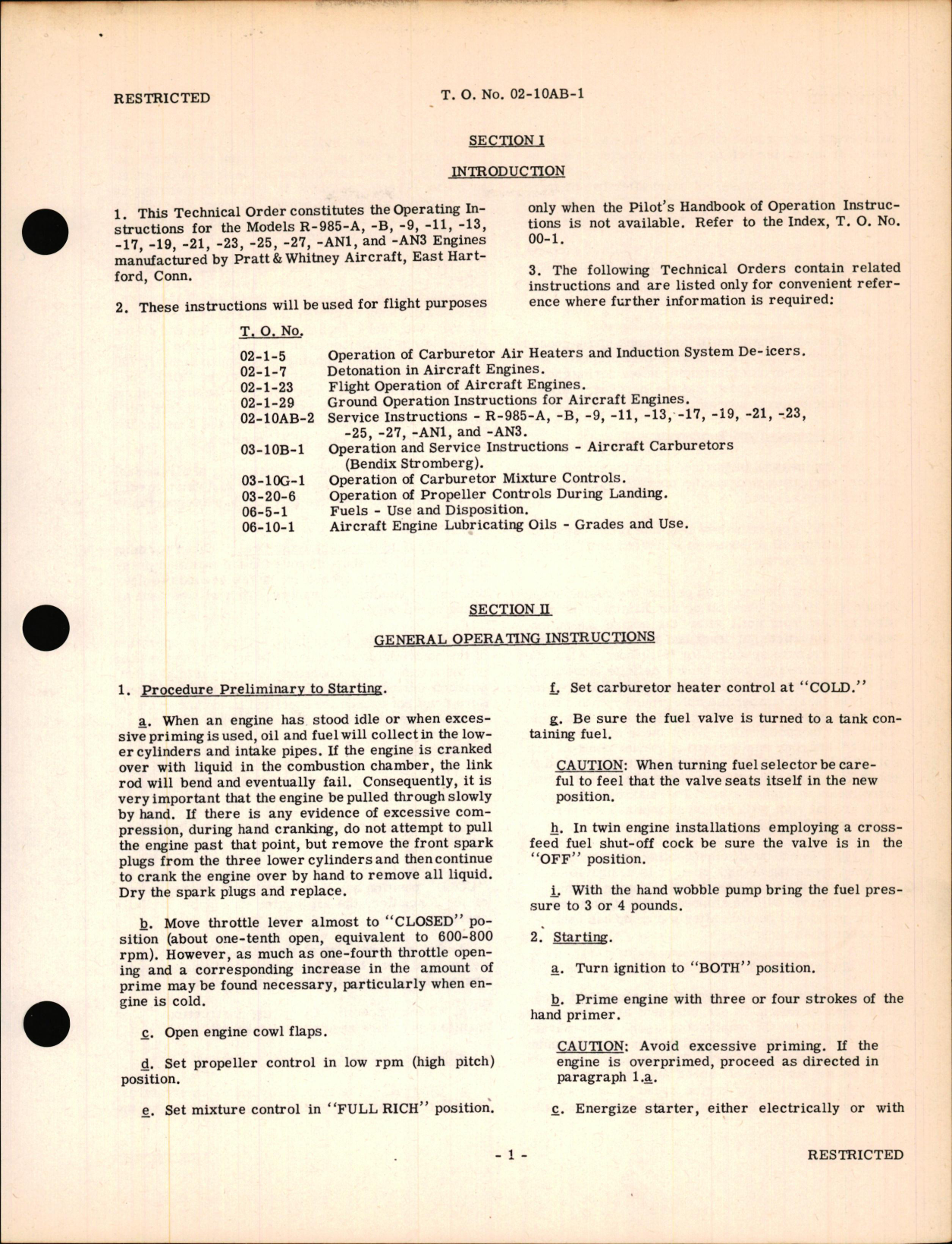 Sample page 5 from AirCorps Library document: Operating Instructions for R-985 Series Aircraft Engines