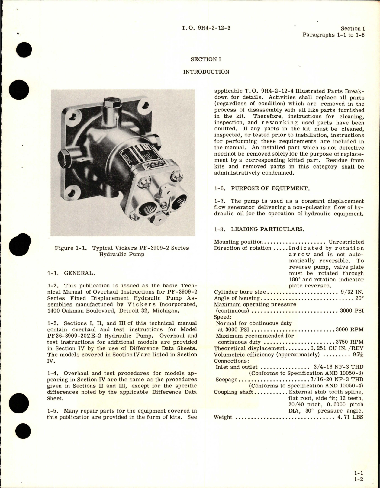 Sample page 5 from AirCorps Library document: Overhaul Manual for Fixed Displacement Hydraulic Pump Assembly - PF-3909-2 Series