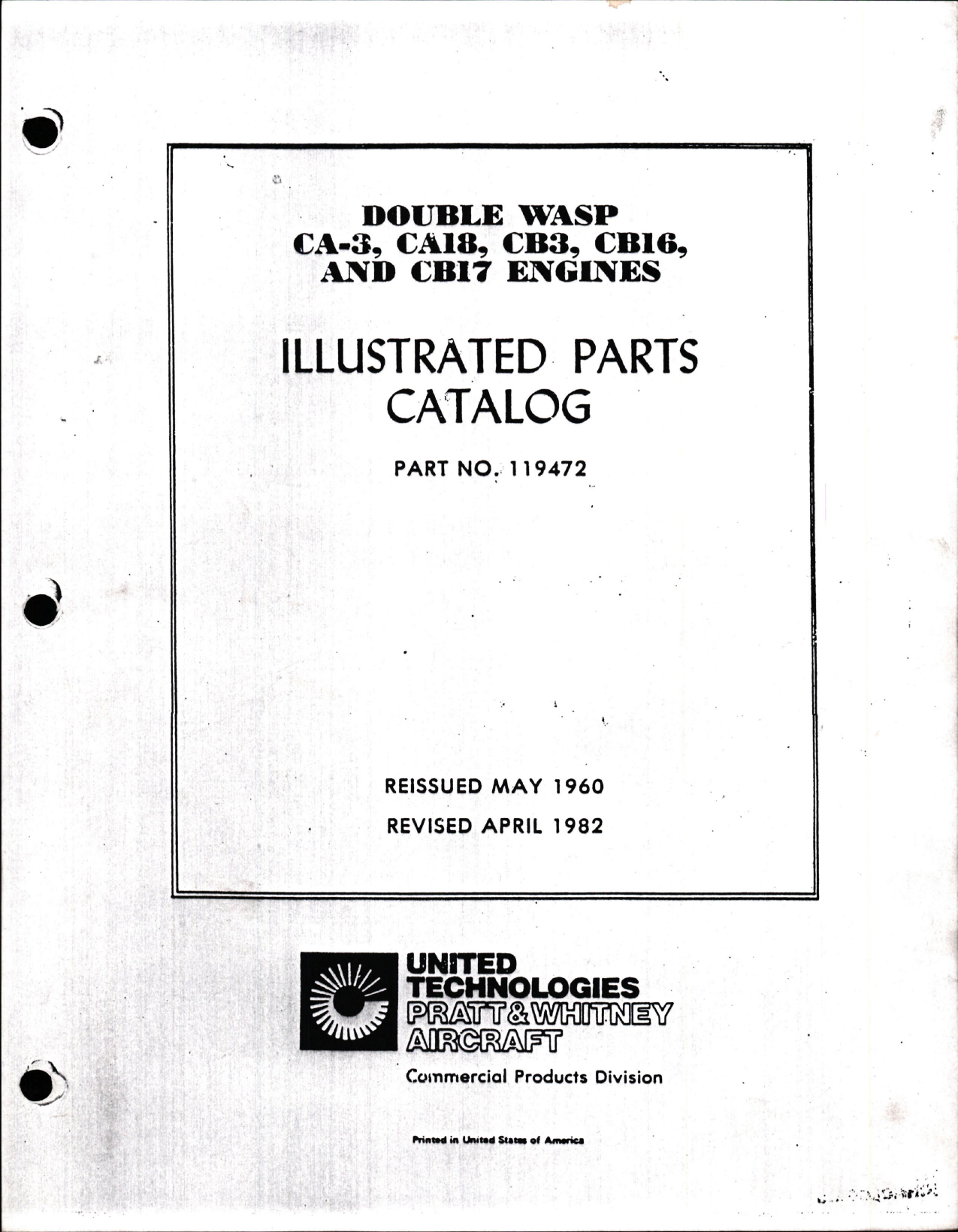 Sample page 1 from AirCorps Library document: Illustrated Parts Catalog for Double Wasp - CA-3, CA18, CB3, CB16, and CB17 Engines