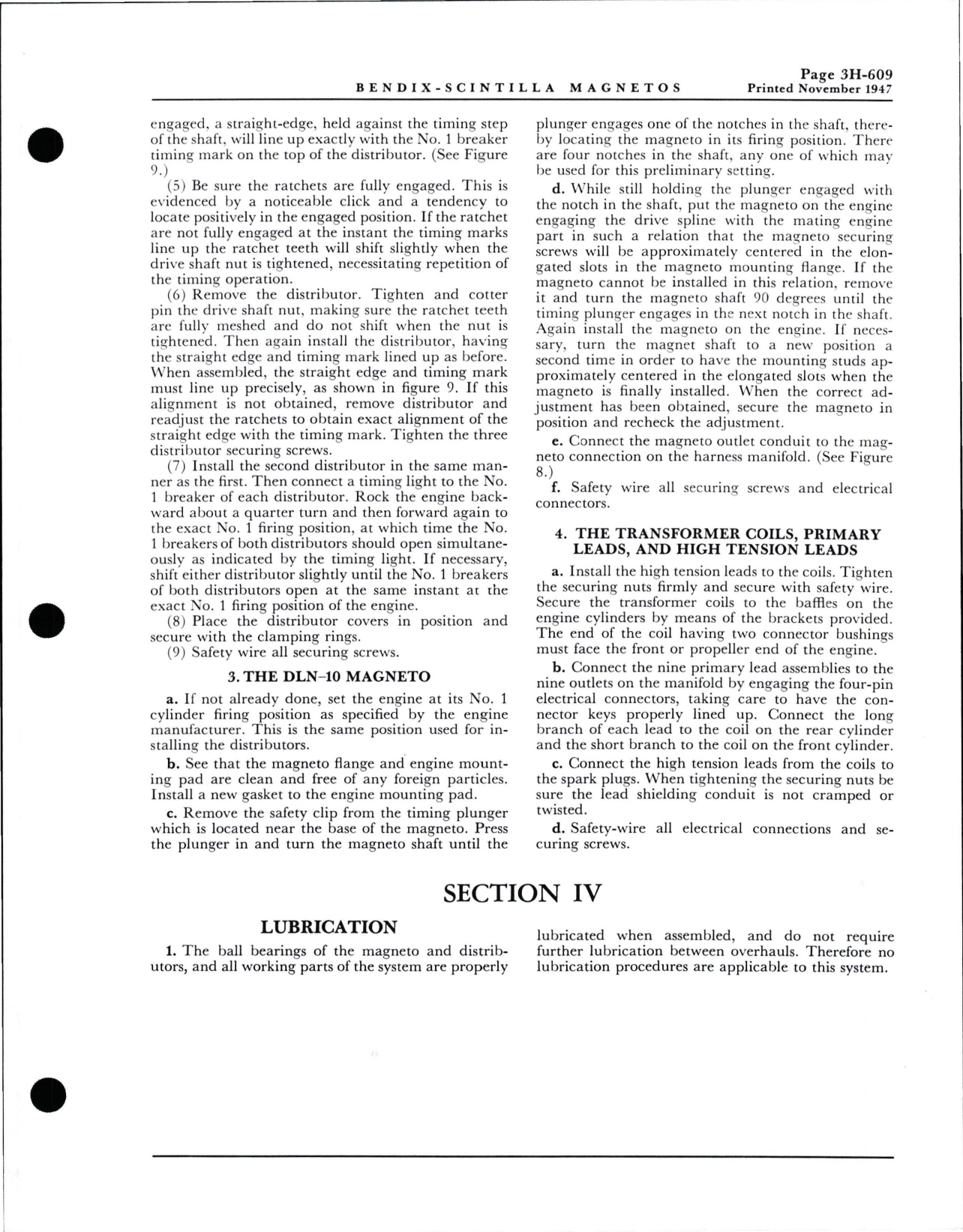 Sample page 9 from AirCorps Library document: Service Instructions for Bendix Scintilla Low Tension - High Altitude Ignition System used on Pratt & Whitney R-2800-C Engines