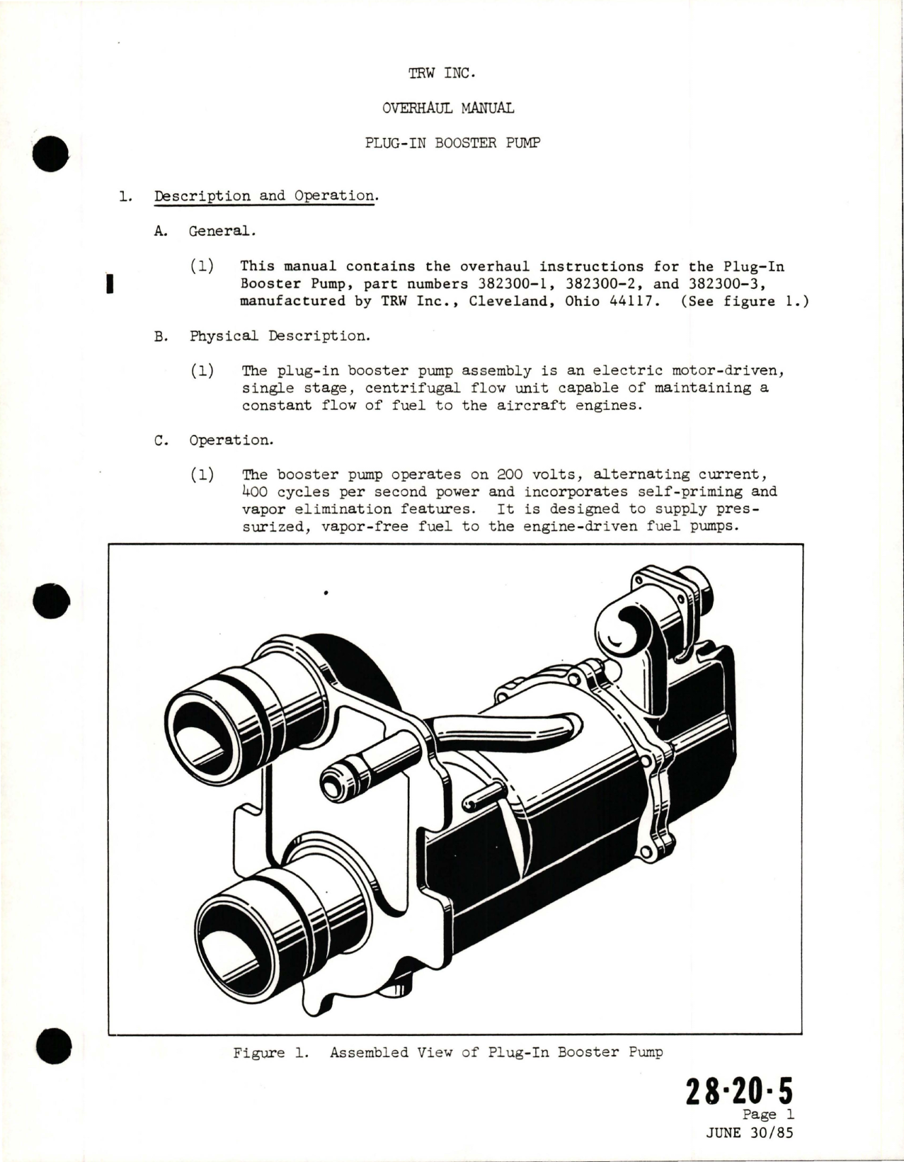Sample page 9 from AirCorps Library document: Overhaul with Illustrated Parts Catalog for Plug-In Booster Pump - 382300-1, 382300-2, and 3823020-3 