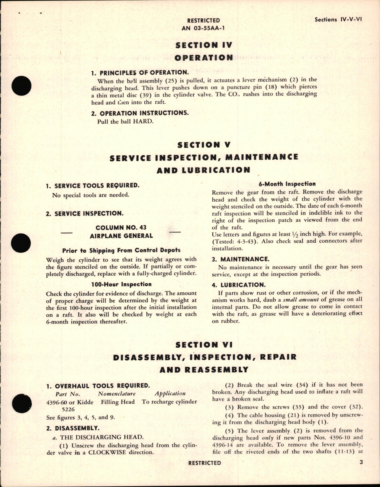Sample page 7 from AirCorps Library document: Instructions with Parts Catalog for Model 4396 Inflation Gear for Type A-3 Life Rafts
