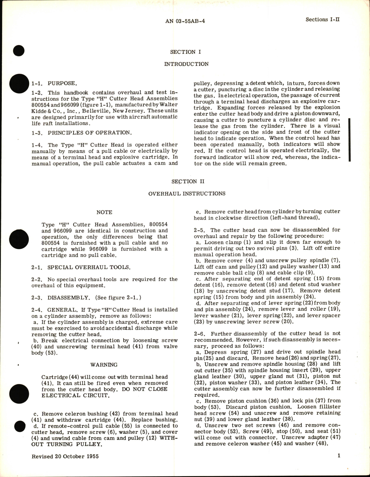 Sample page 5 from AirCorps Library document: Overhaul Instructions for Type H Cutter Head Assemblies Models 800554 & 966099