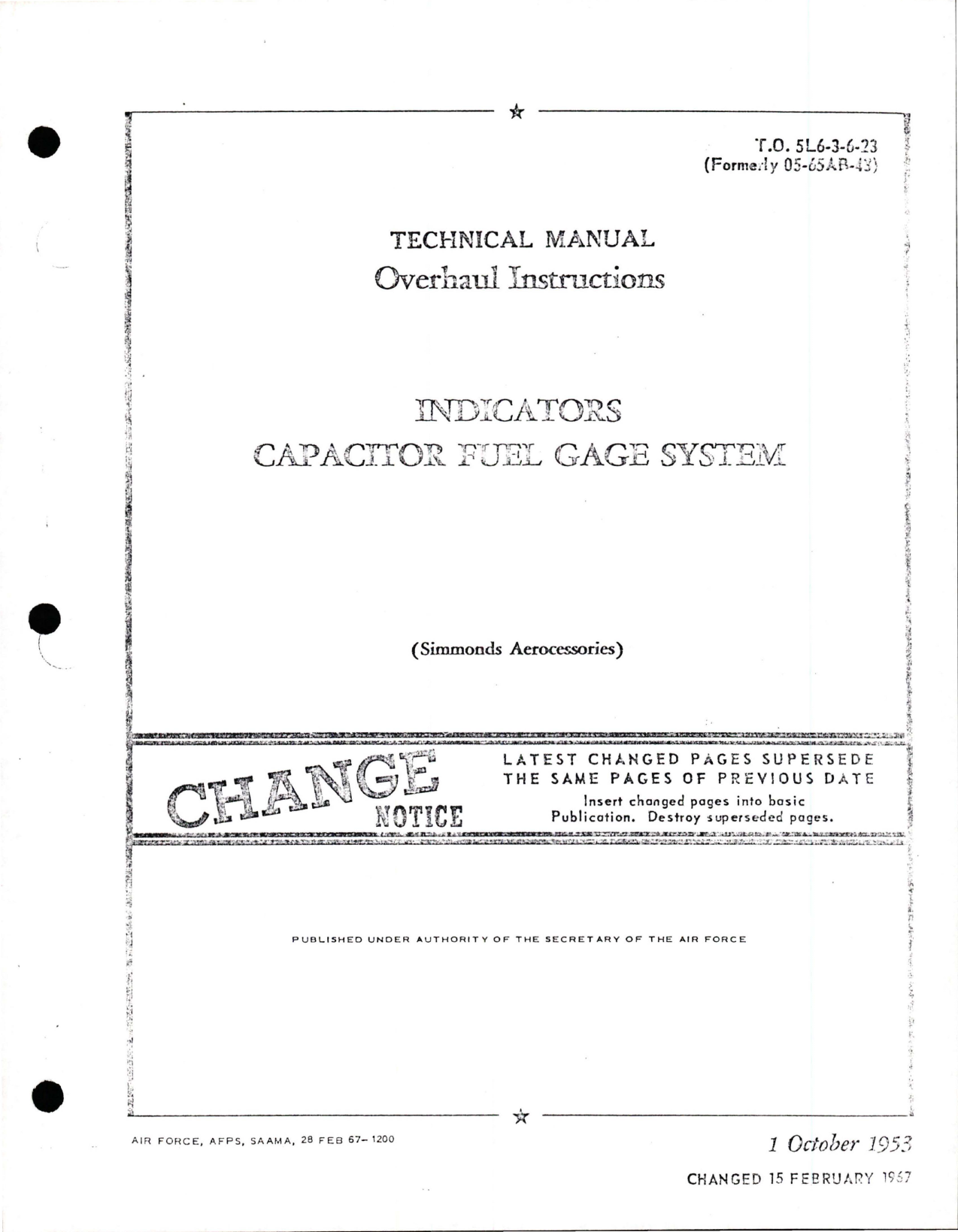 Sample page 1 from AirCorps Library document: Capacitor Fuel Gage System Indicators