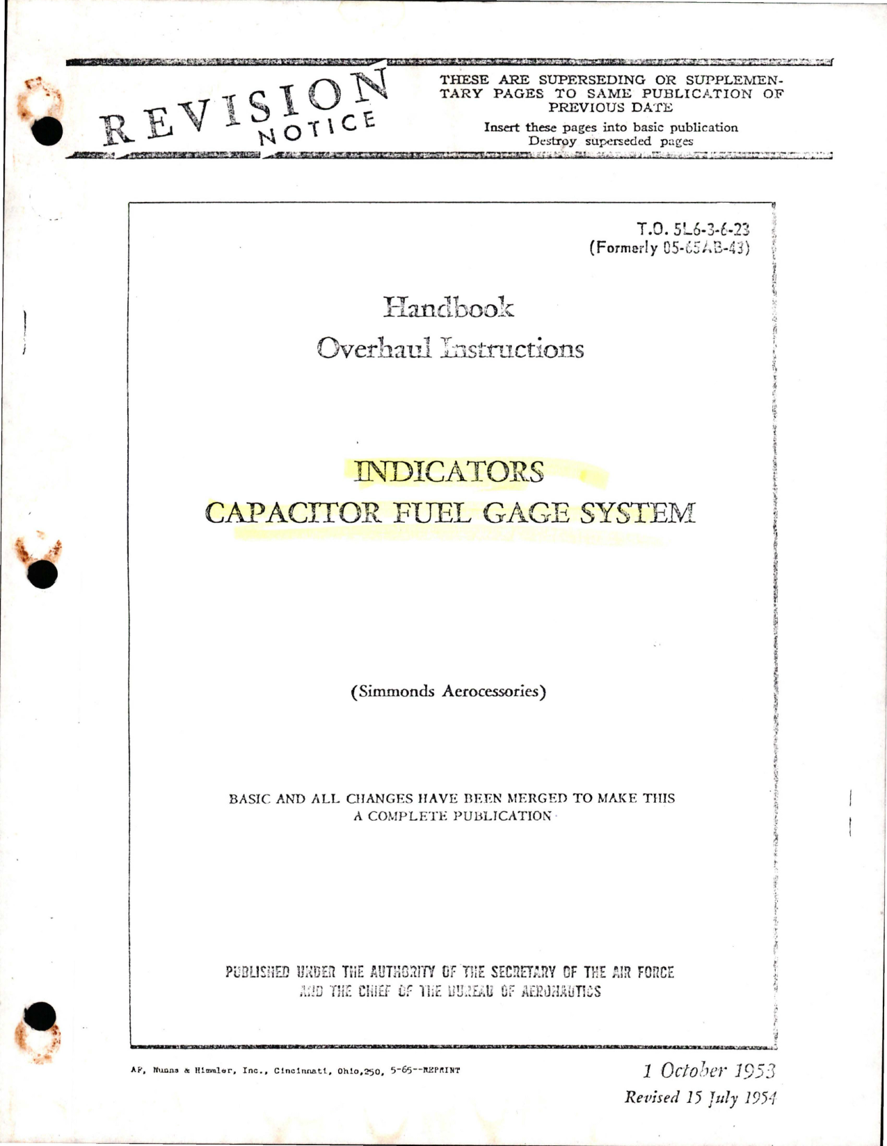 Sample page 1 from AirCorps Library document: Capacitor Fuel Gage System Indicators