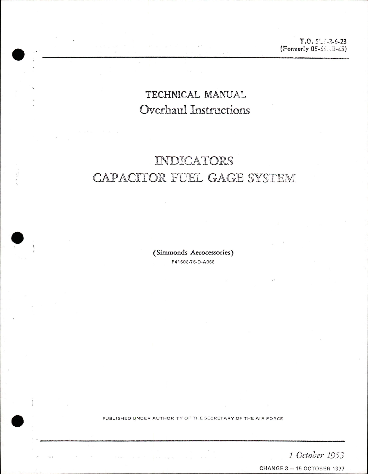 Sample page 1 from AirCorps Library document: Capacitor Fuel Gage System Indicators