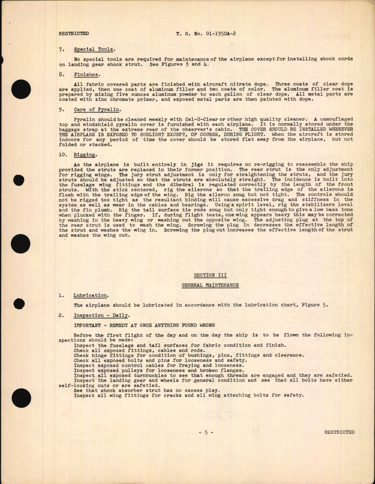 Sample page 7 from AirCorps Library document: Maintenance Instructions for Models L-2 and L-2A Liaison Airplanes