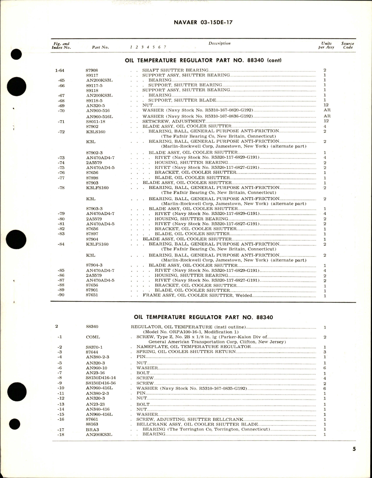 Sample page 5 from AirCorps Library document: Overhaul Instructions with Parts Breakdown for Oil Temperature Regulator - Part 88340 - Model ORPA100-16-1