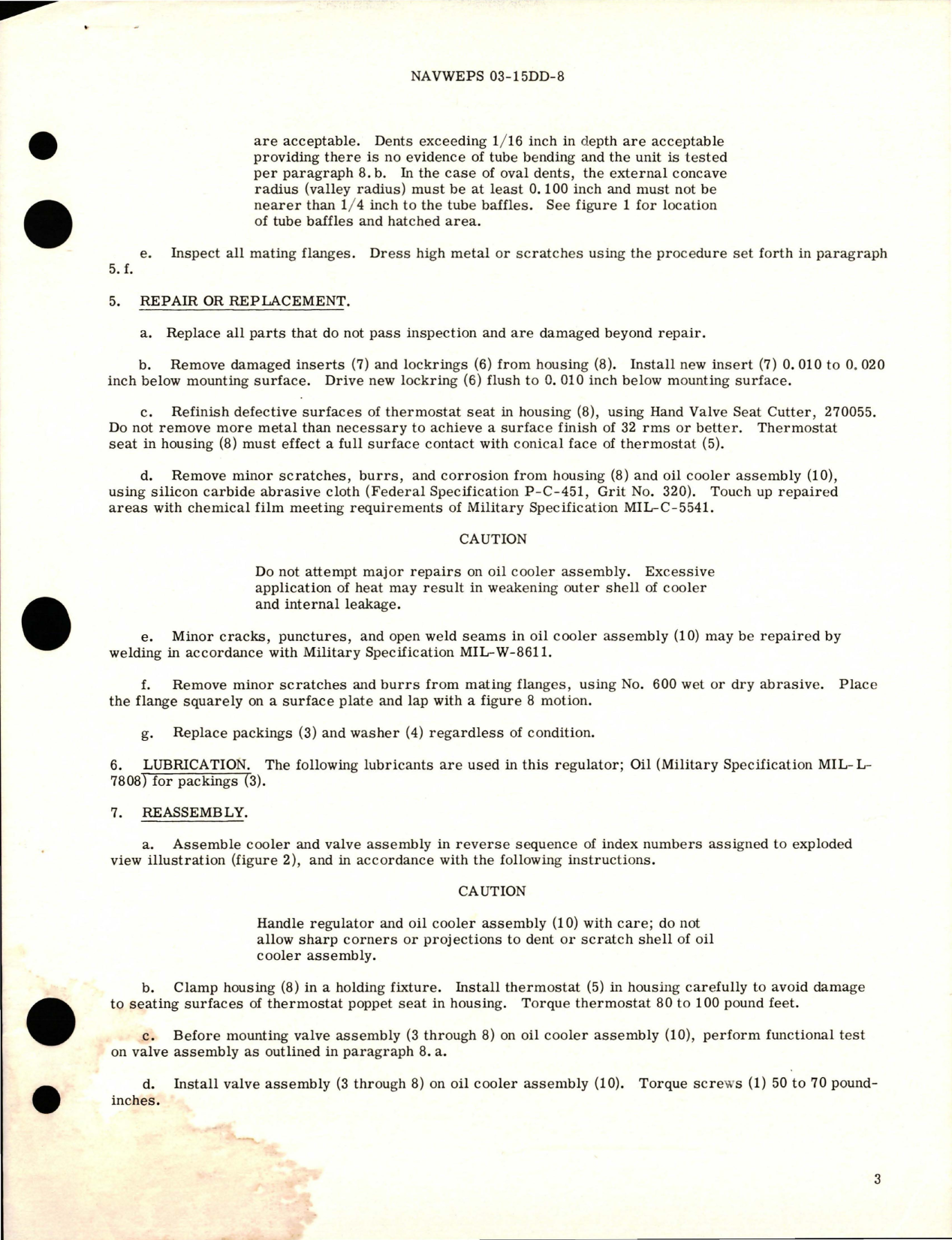 Sample page 5 from AirCorps Library document: Overhaul Instructions with Parts Breakdown for Main and Afterburner Oil Cooler - Part 153750 - GE Spec 512D801P1