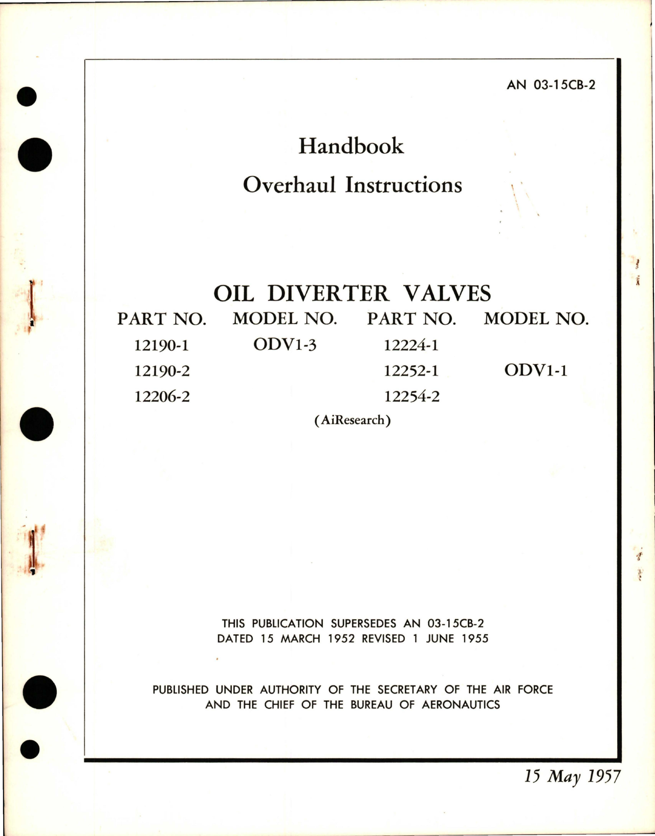 Sample page 1 from AirCorps Library document: Overhaul Instructions for Oil Diverter Valves