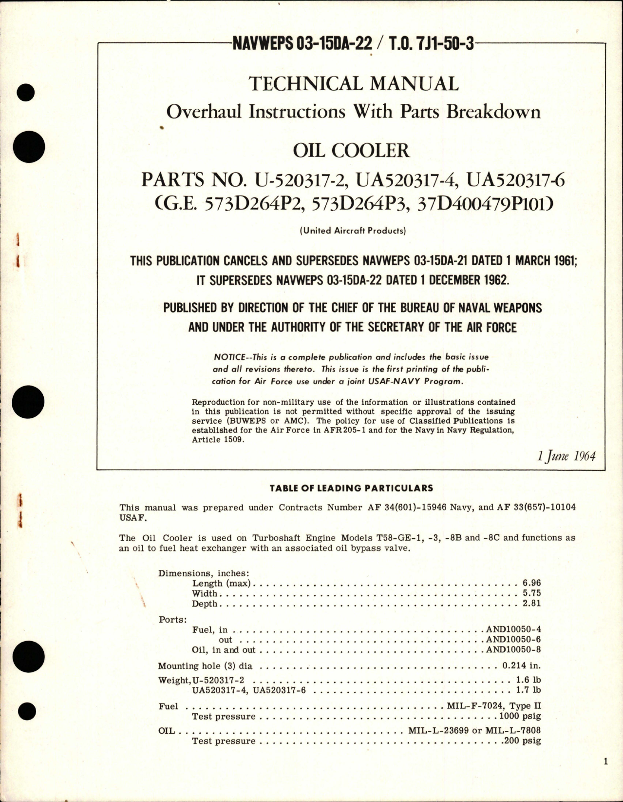 Sample page 1 from AirCorps Library document: Overhaul Instructions with Parts Breakdown for Oil Cooler