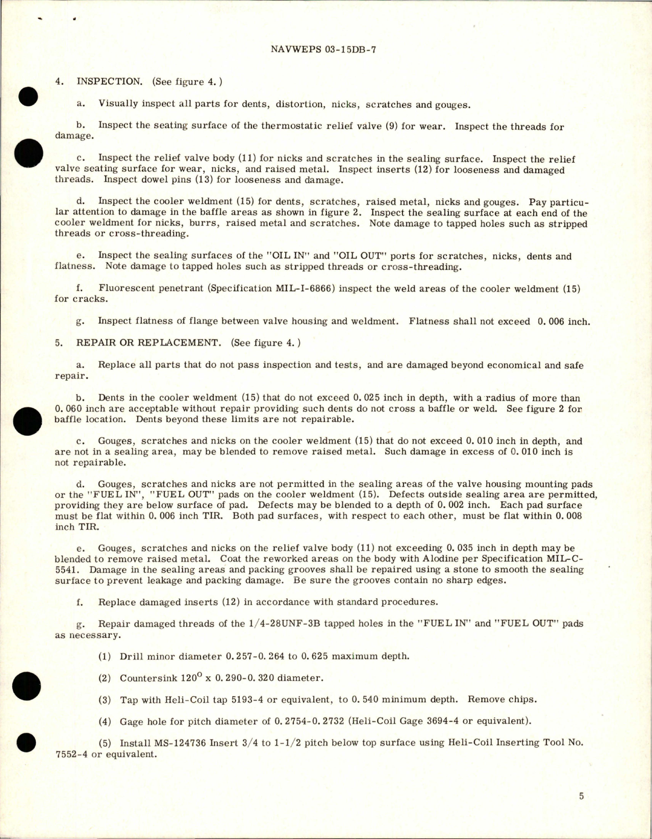 Sample page 5 from AirCorps Library document: Overhaul Instructions with Parts for Main and Afterburner Oil Cooler - Part UA526976-4