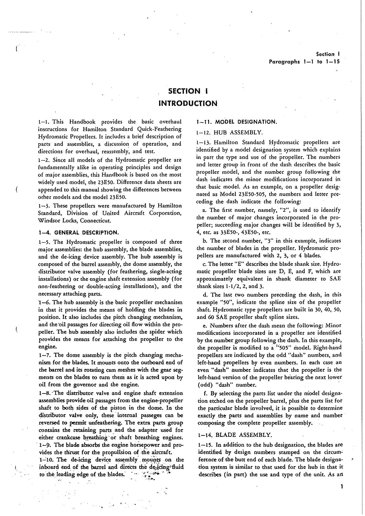 Sample page 5 from AirCorps Library document: Overhaul Manual for Hydromatic Propellers - Models 23E50, 23D40, 24D50, 33D50, and 33E60