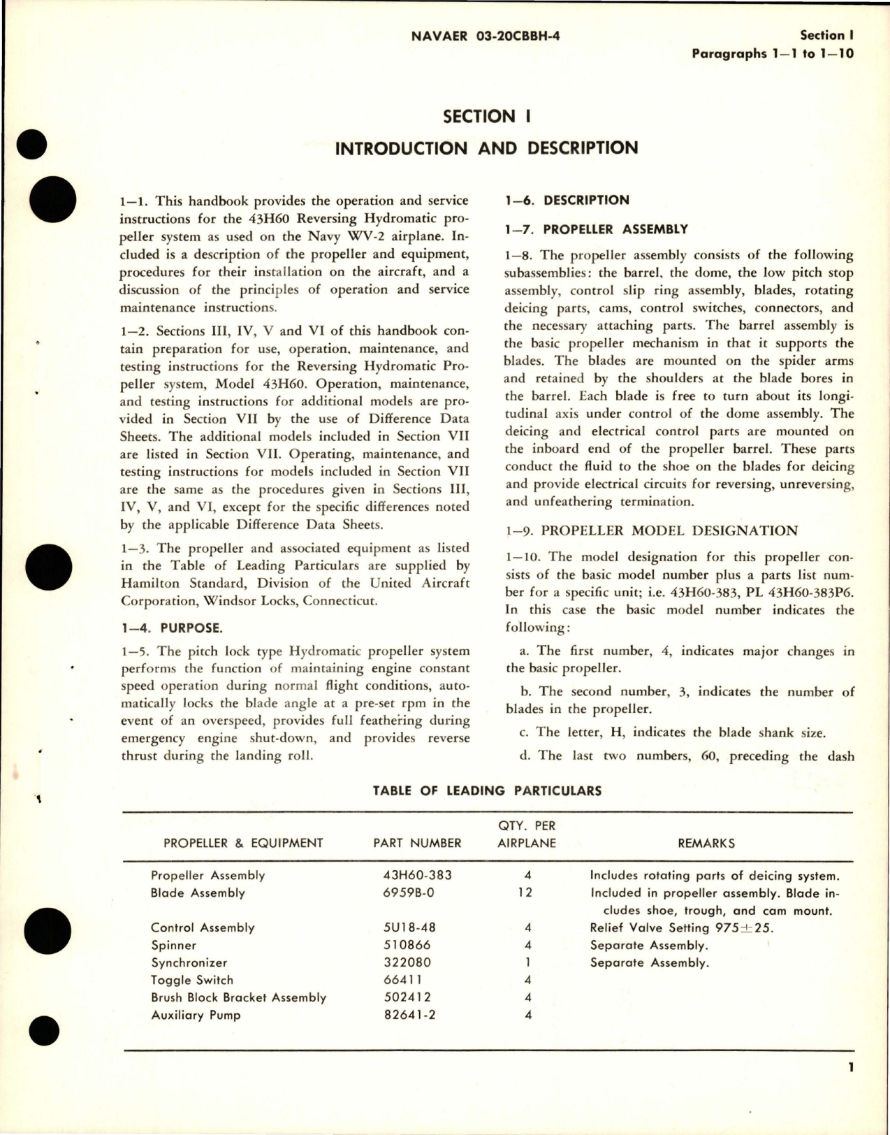 Sample page 5 from AirCorps Library document: Operation and Maintenance Instructions for Variable Pitch Propeller - Model 43H60-359 and 43H60-383