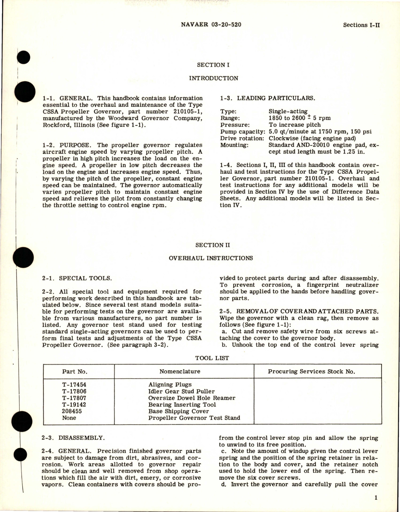 Sample page 5 from AirCorps Library document: Overhaul Instructions for Propeller Governor - Type CSSA - Part 210105-1