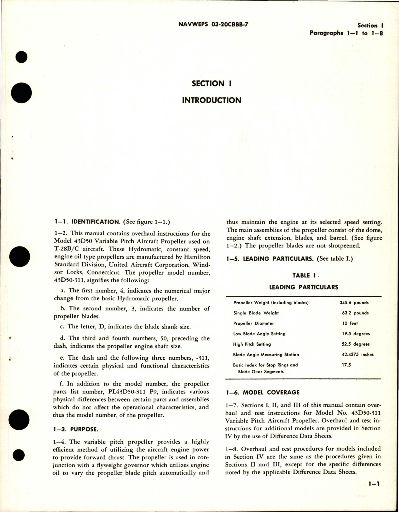 Sample page 5 from AirCorps Library document: Overhaul Instructions for Variable Pitch Aircraft Propeller - Models 43D50-311 and 43D50-321