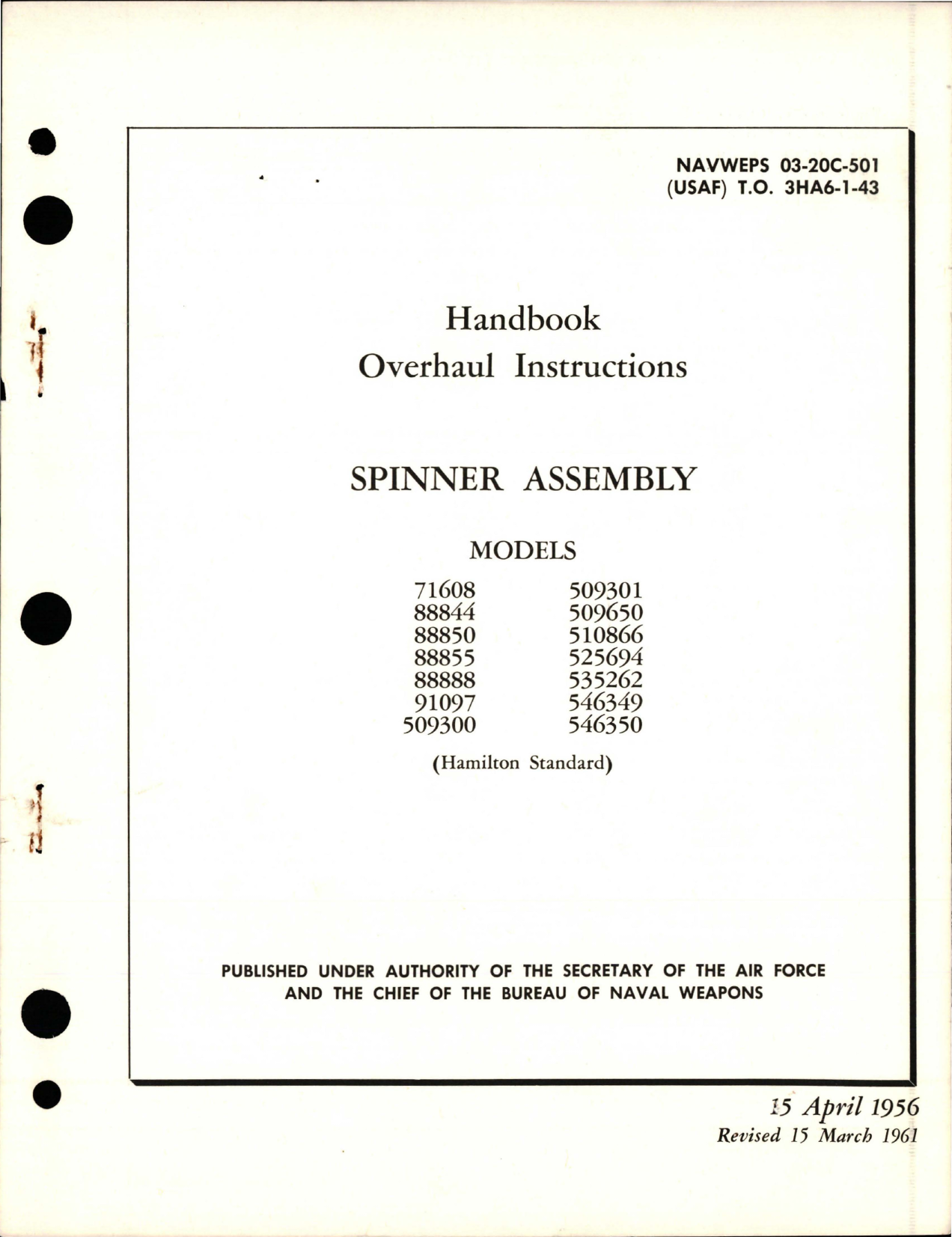 Sample page 1 from AirCorps Library document: Overhaul Instructions for Spinner Assembly