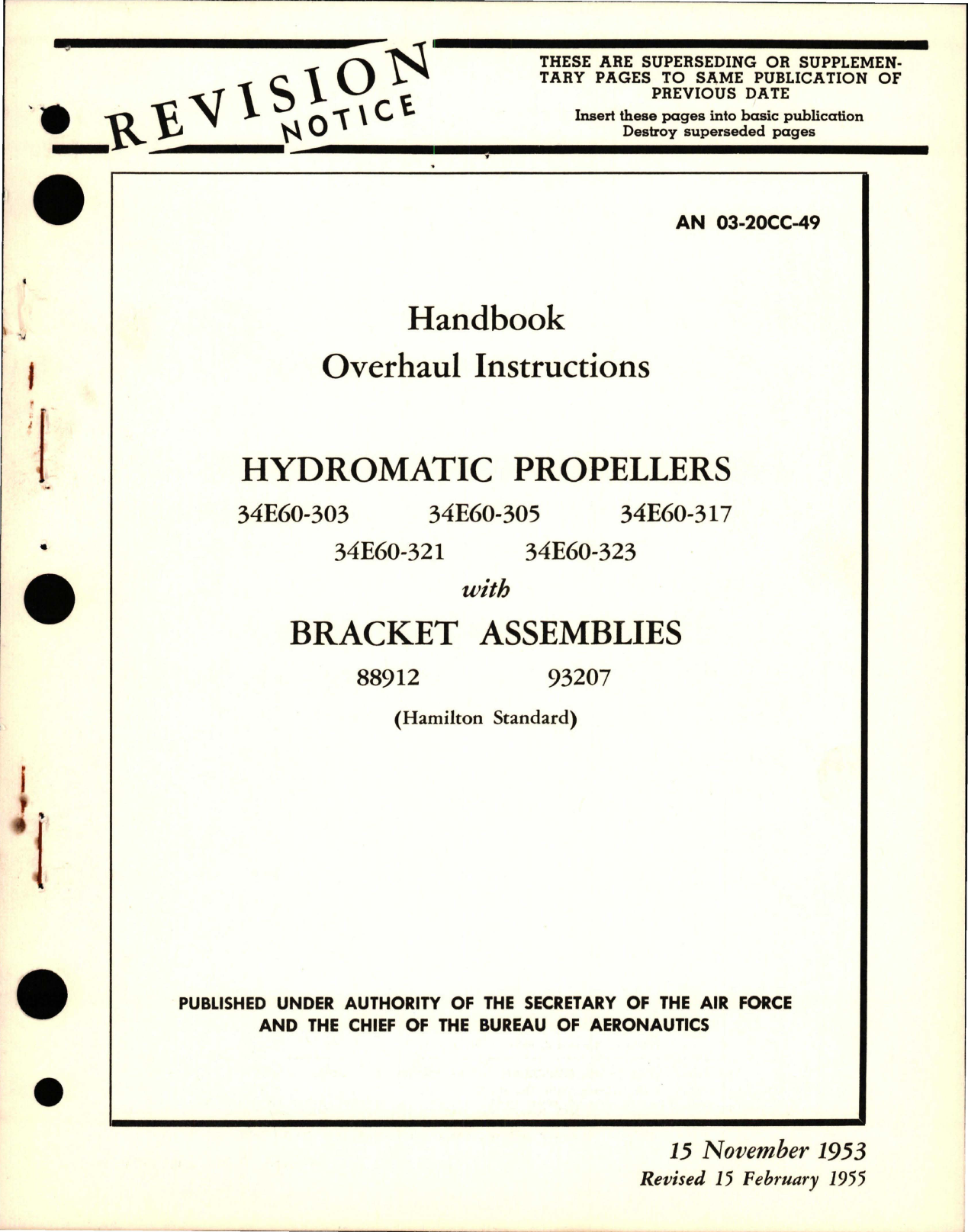 Sample page 1 from AirCorps Library document: Overhaul Instructions for Hydromatic Propellers and Bracket Assemblies