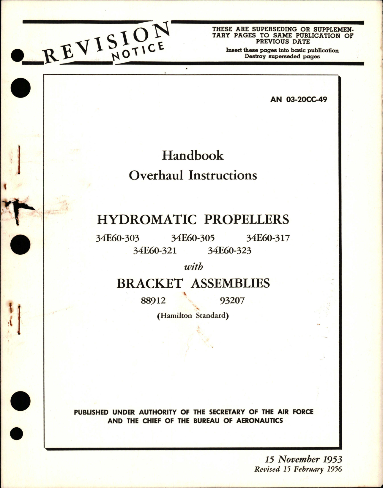 Sample page 1 from AirCorps Library document: Overhaul Instructions for Hydromatic Propellers and Bracket Assemblies