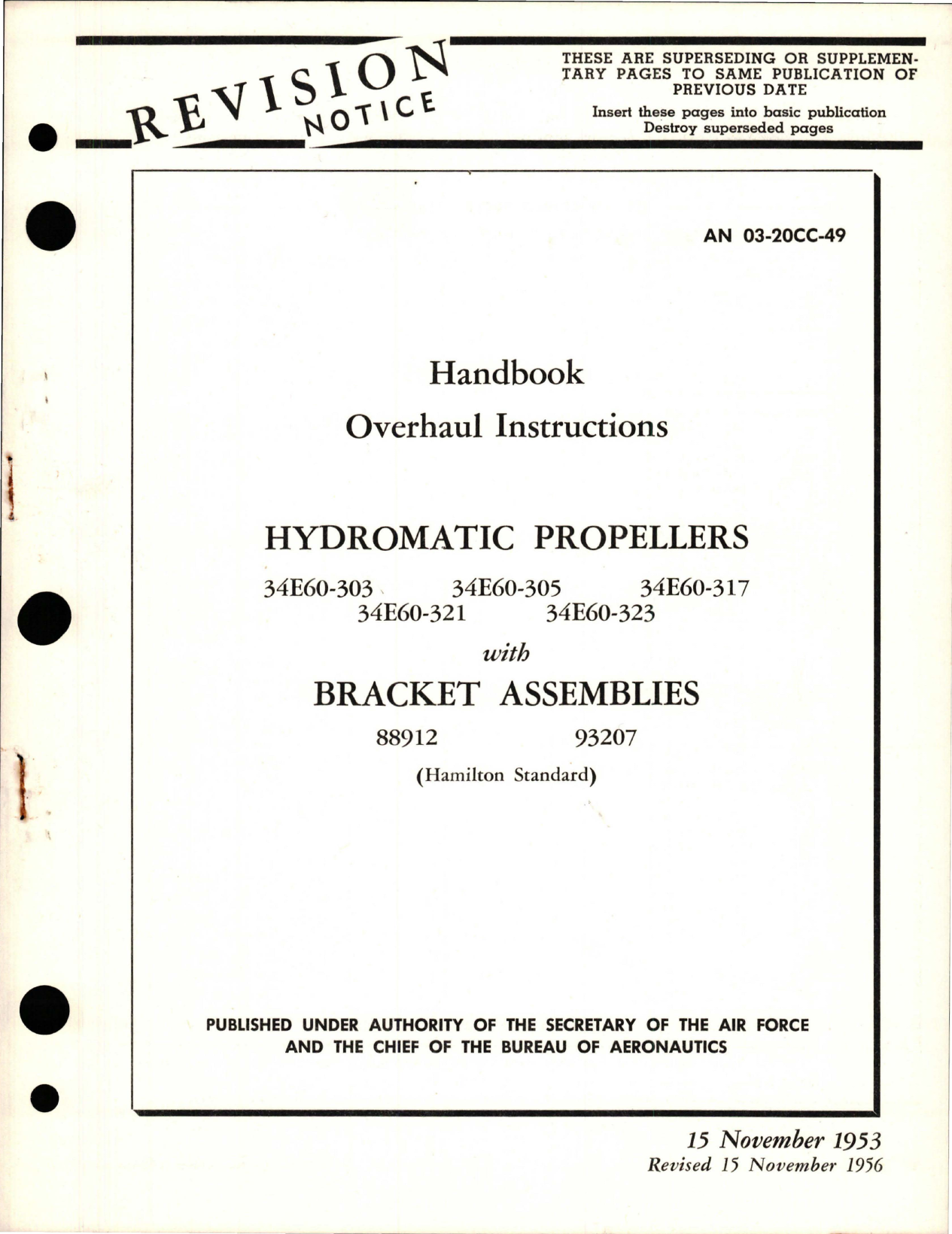 Sample page 1 from AirCorps Library document: Overhaul Instructions for Hydromatic Propellers and Bracket Assemblies