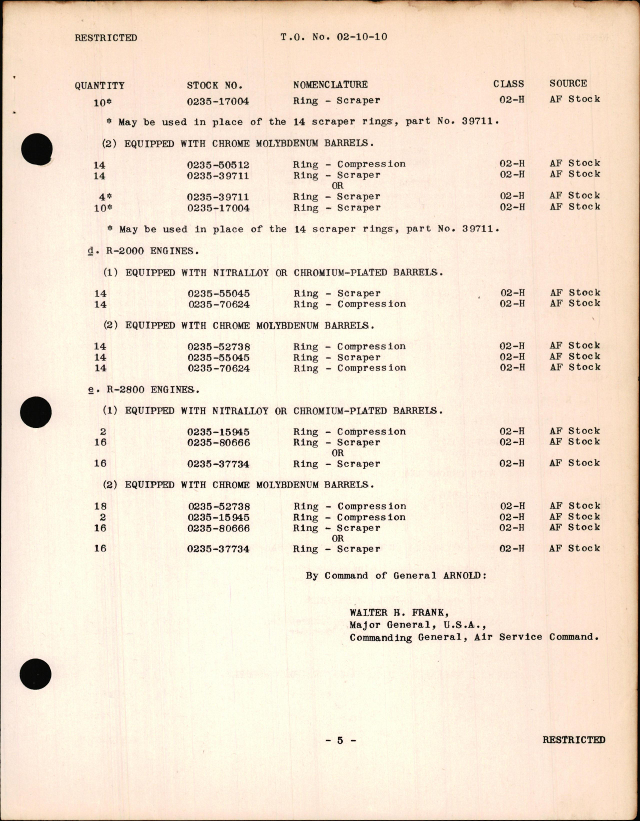 Sample page 5 from AirCorps Library document: Modification of Piston Ring Arrangement for Pratt & Whitney Engines, 
