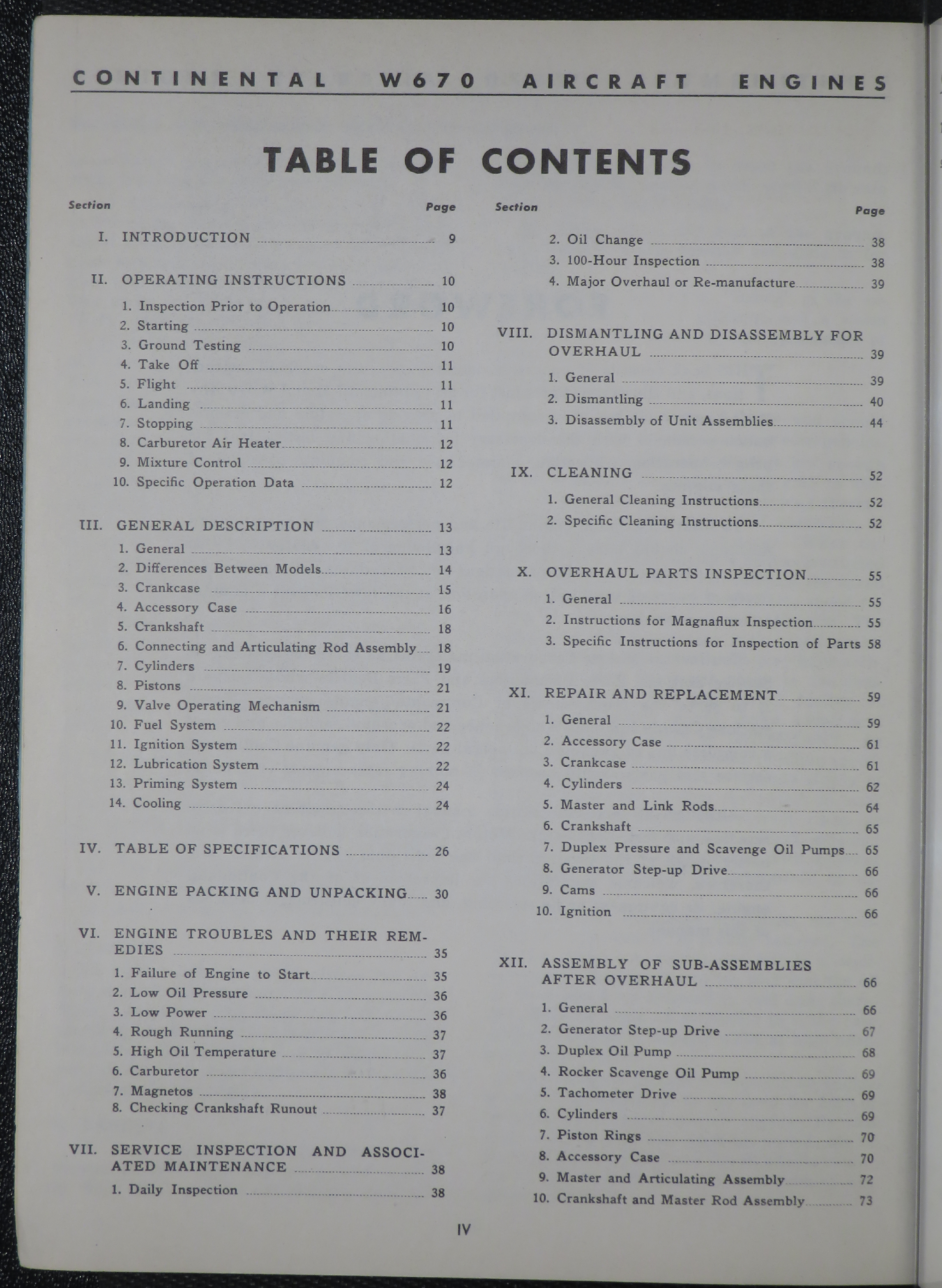 Sample page 6 from AirCorps Library document: Operation and Maintenance Instructions for W670 Series Engines