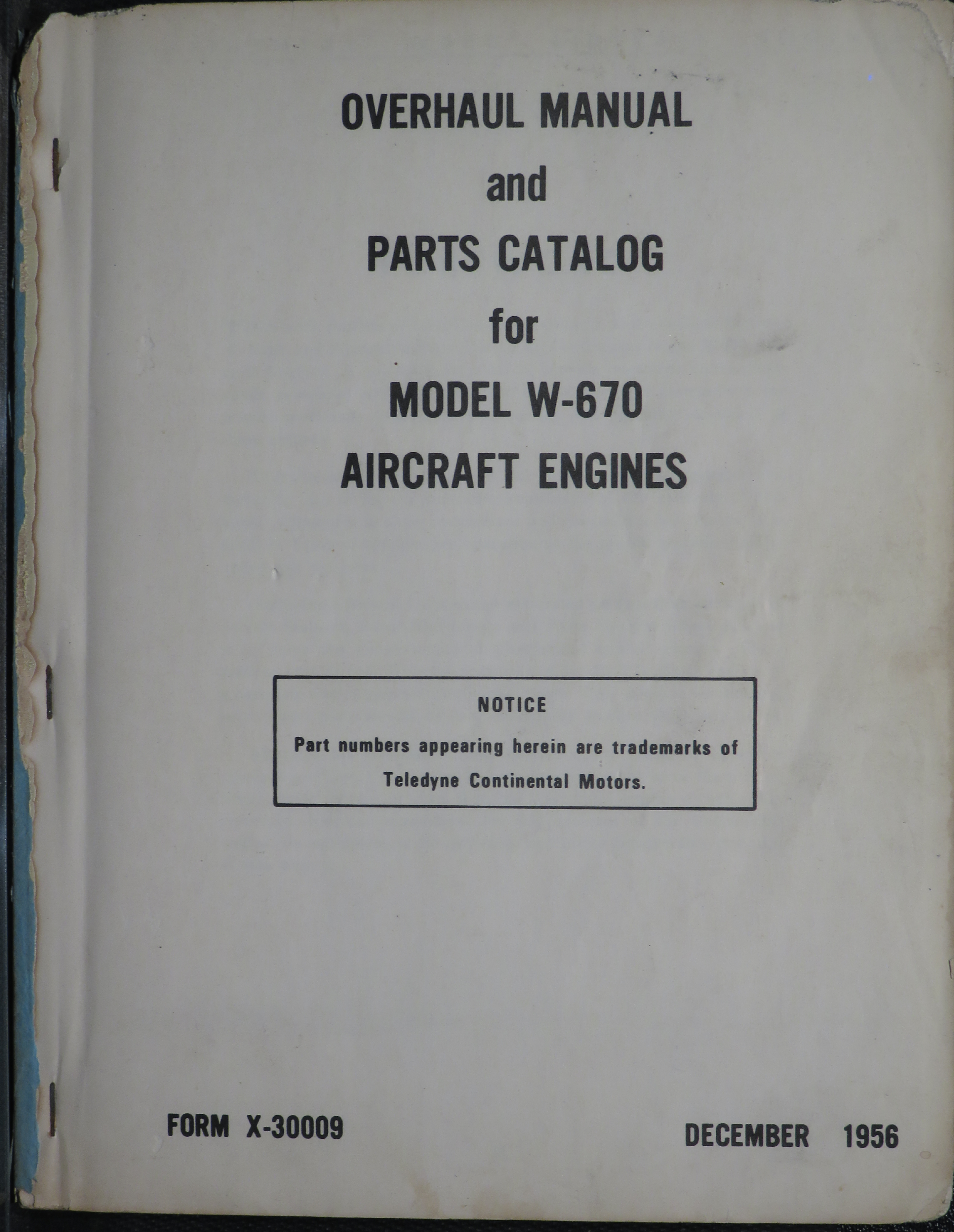 Sample page 1 from AirCorps Library document: Overhaul and Parts Manual for Model W-670 Engines