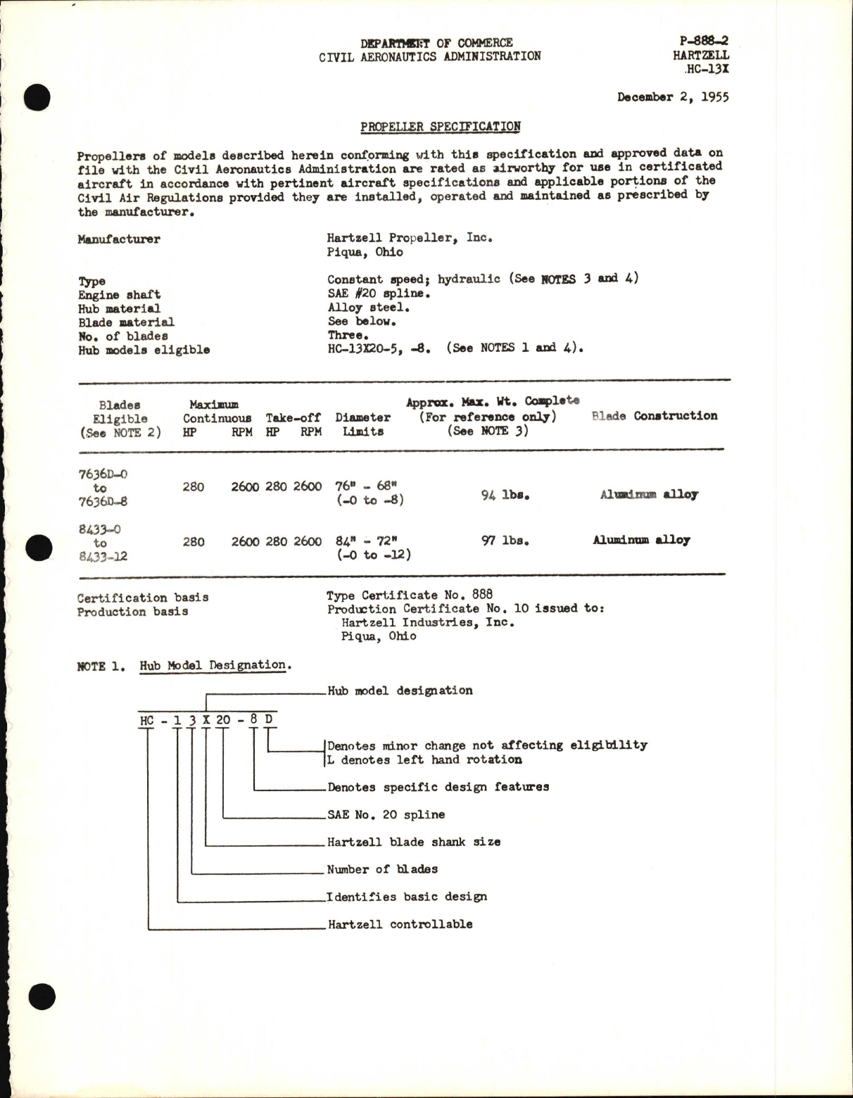 Sample page 1 from AirCorps Library document: HC-13X