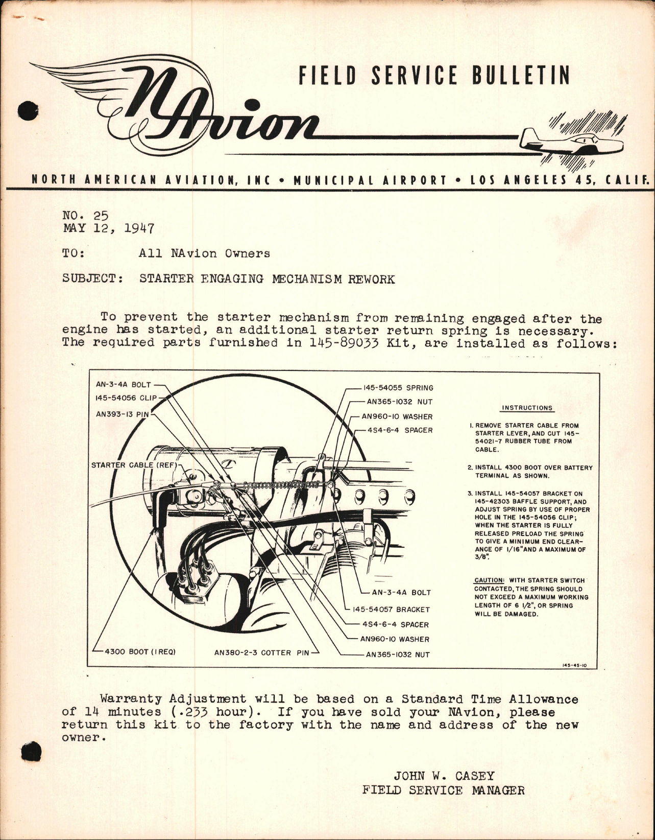 Sample page 1 from AirCorps Library document: Starter Engaging Mechanism Rework