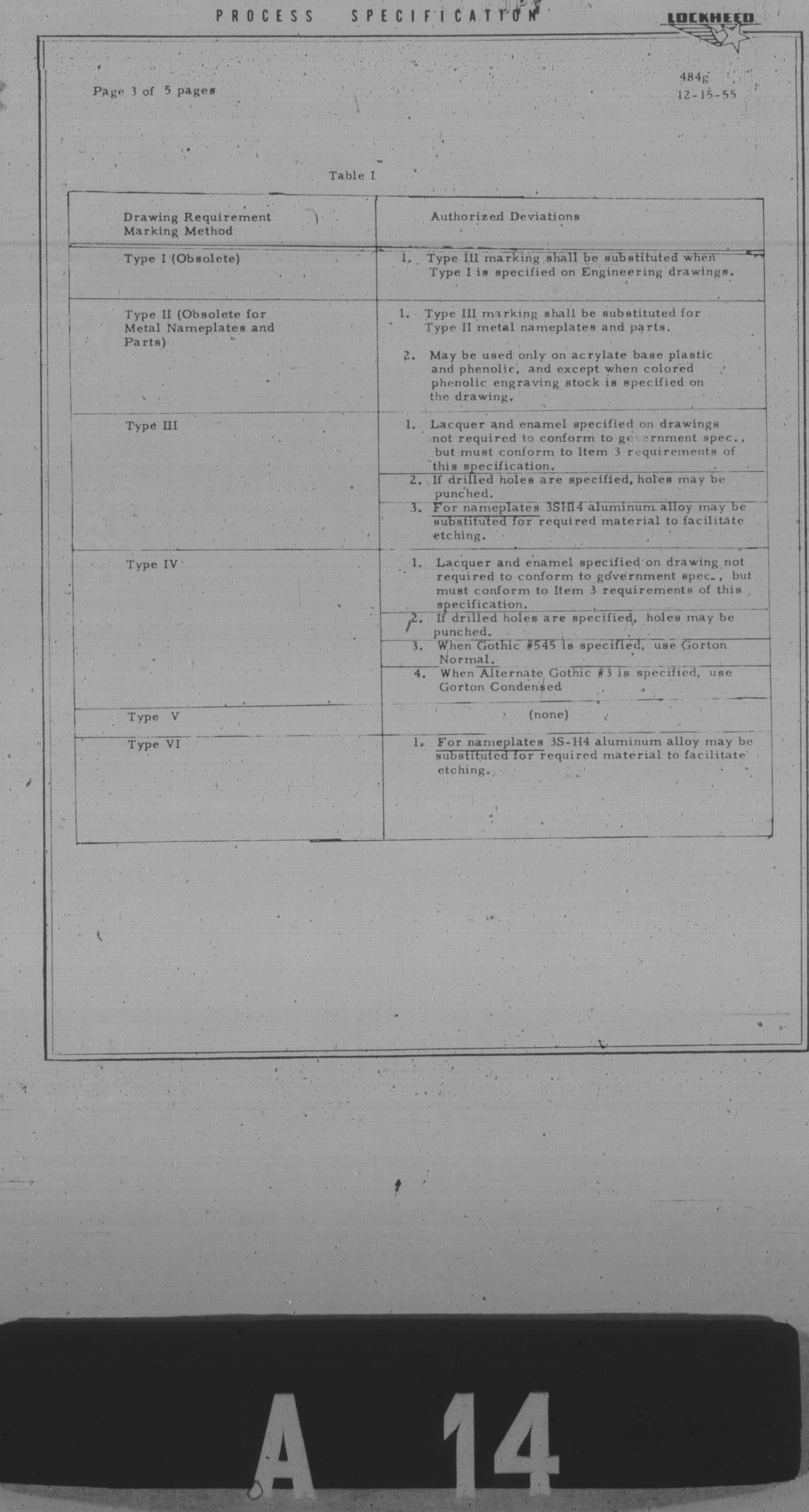 Sample page 3 from AirCorps Library document: Process of Nameplates & Outer Part Requiring Markings