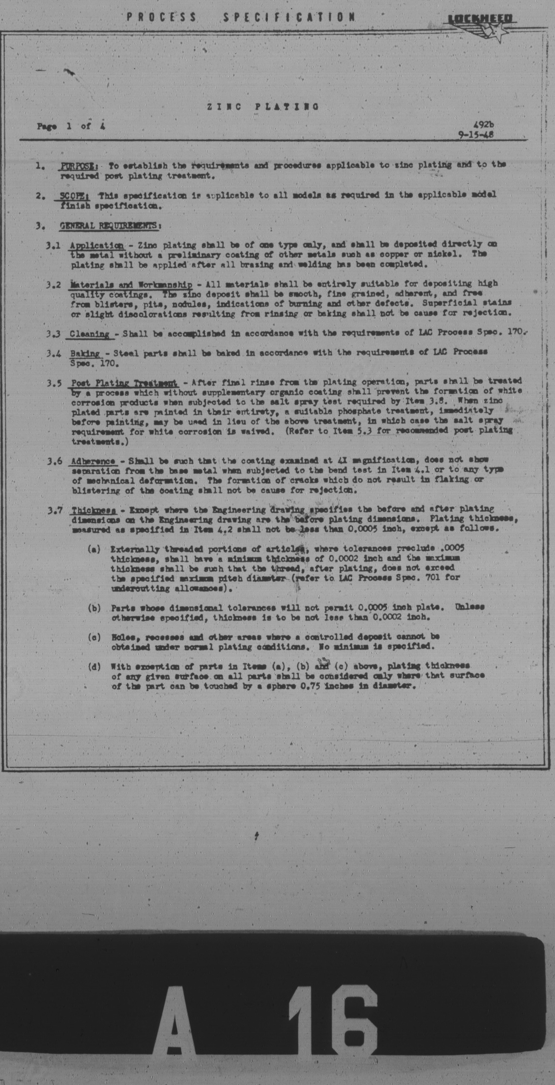 Sample page 1 from AirCorps Library document: Zinc Plating