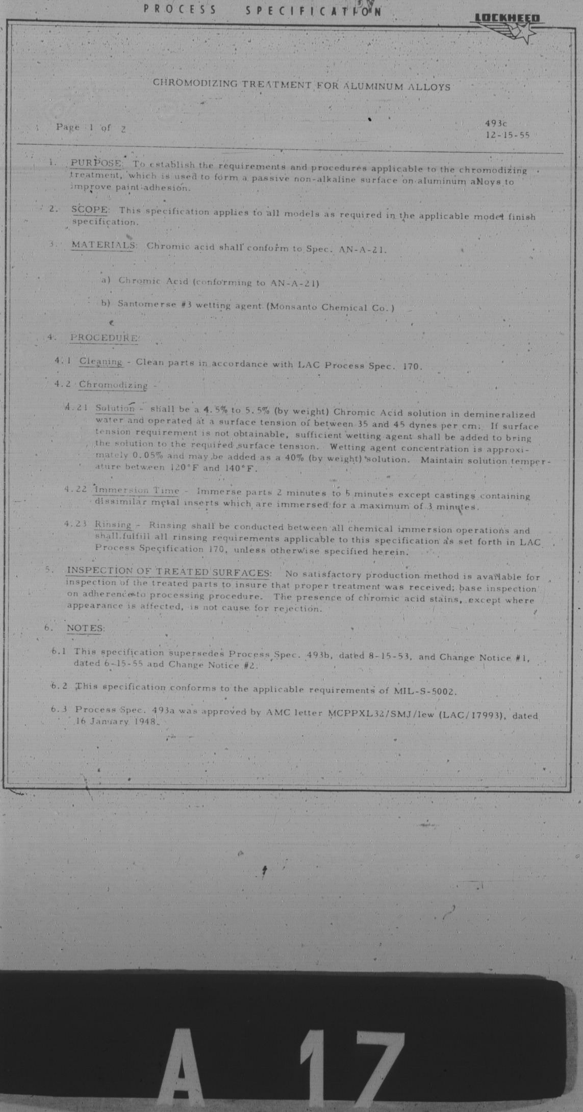Sample page 1 from AirCorps Library document: Chromodizing Treatment for Aluminum Alloys