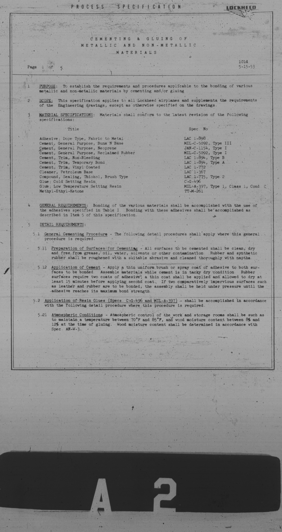 Sample page 1 from AirCorps Library document: Cementing & Gluing of Metallic and Non-Metallic Materials