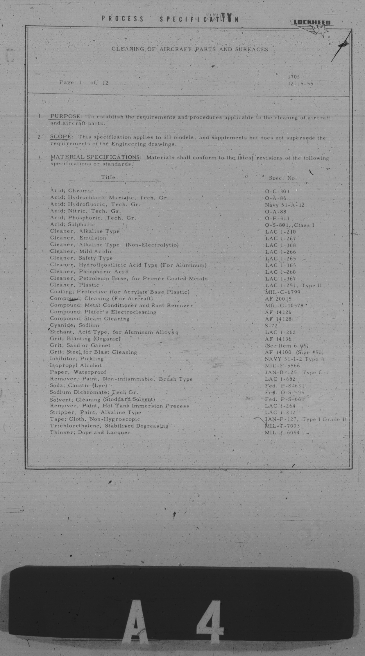 Sample page 1 from AirCorps Library document: Cleaning of Aircraft Parts and Surfaces