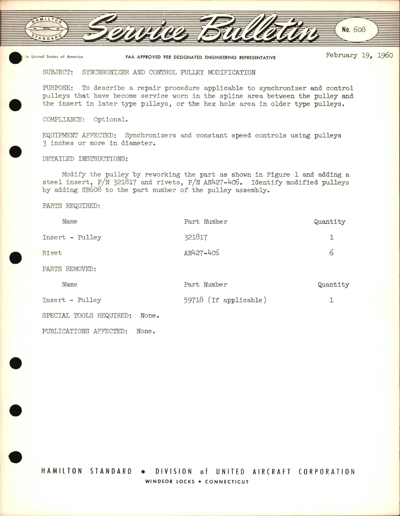 Sample page 1 from AirCorps Library document: Synchronizer and Control Pulley Modification