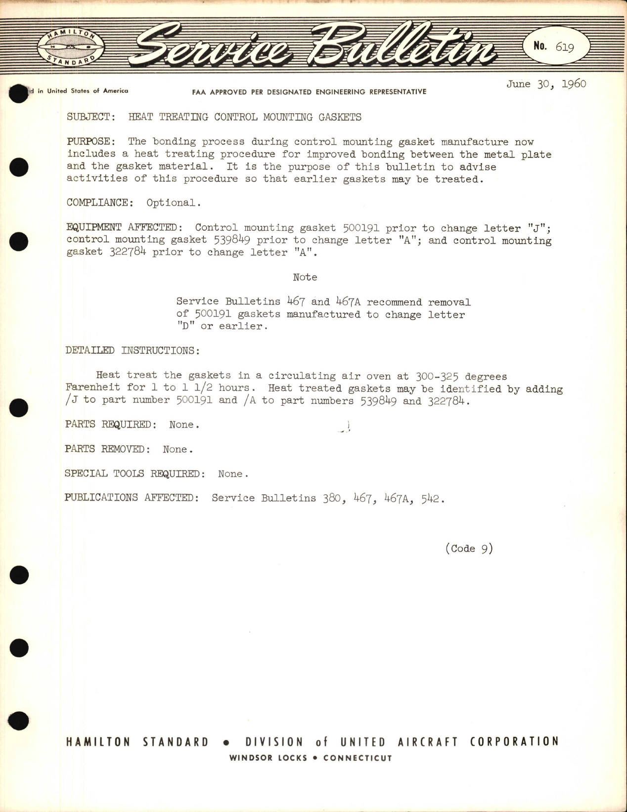 Sample page 1 from AirCorps Library document: Heat Treating Control Mounting Gaskets