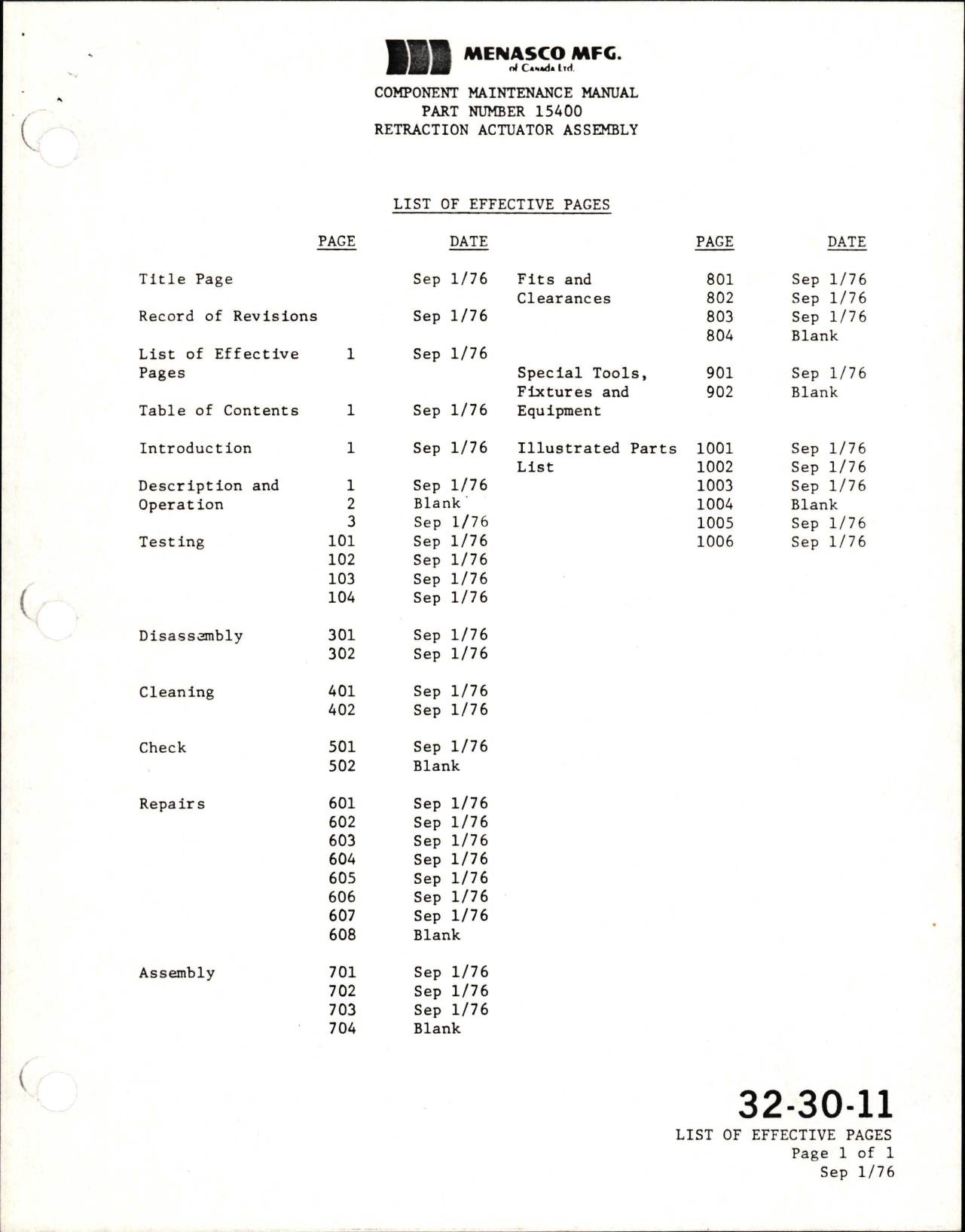 Sample page 5 from AirCorps Library document: Component Maintenance Manual for Main Landing Gear Retraction Actuator Assembly - Parts 15400, 15400-5, and 15400-7