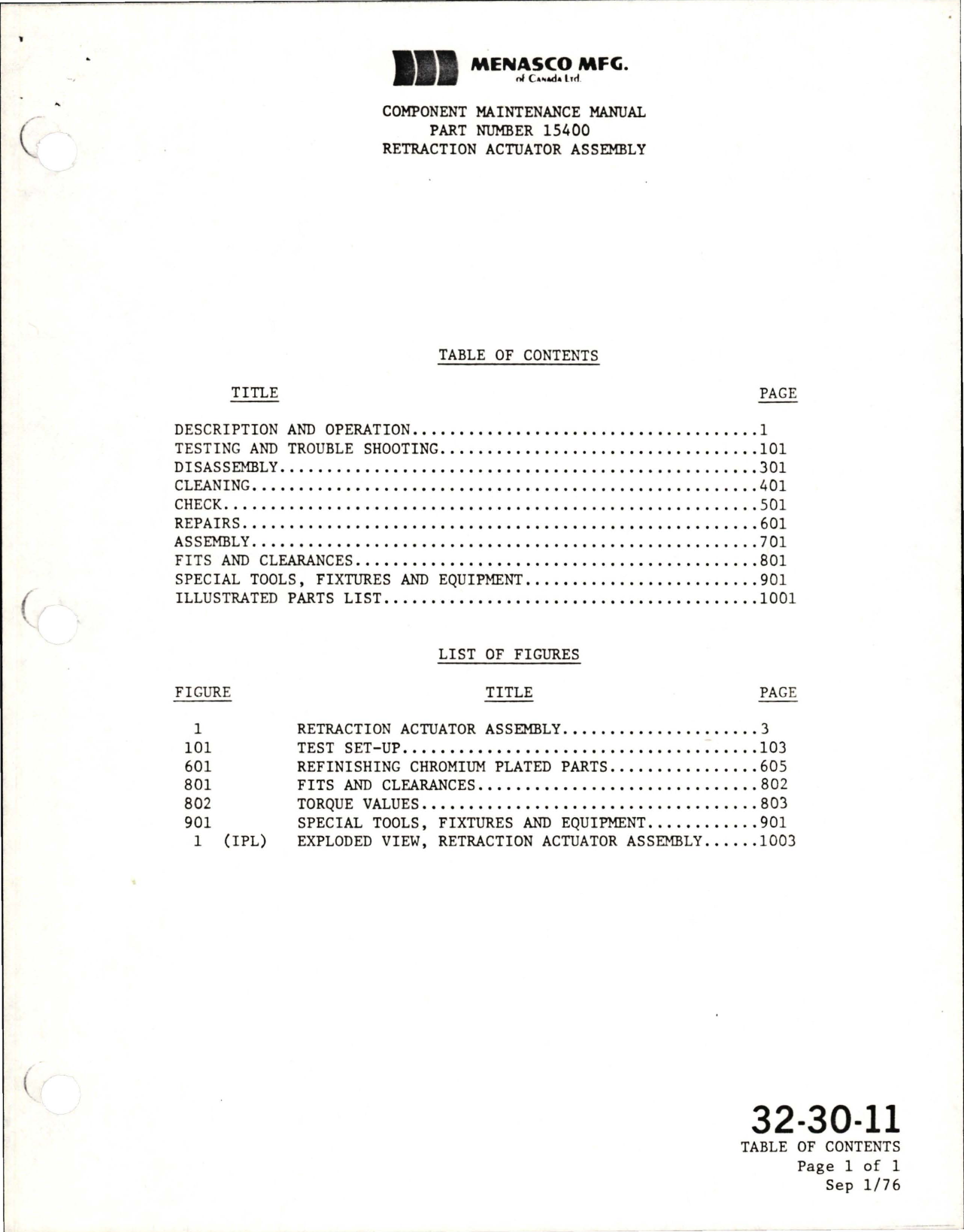 Sample page 7 from AirCorps Library document: Component Maintenance Manual for Main Landing Gear Retraction Actuator Assembly - Parts 15400, 15400-5, and 15400-7