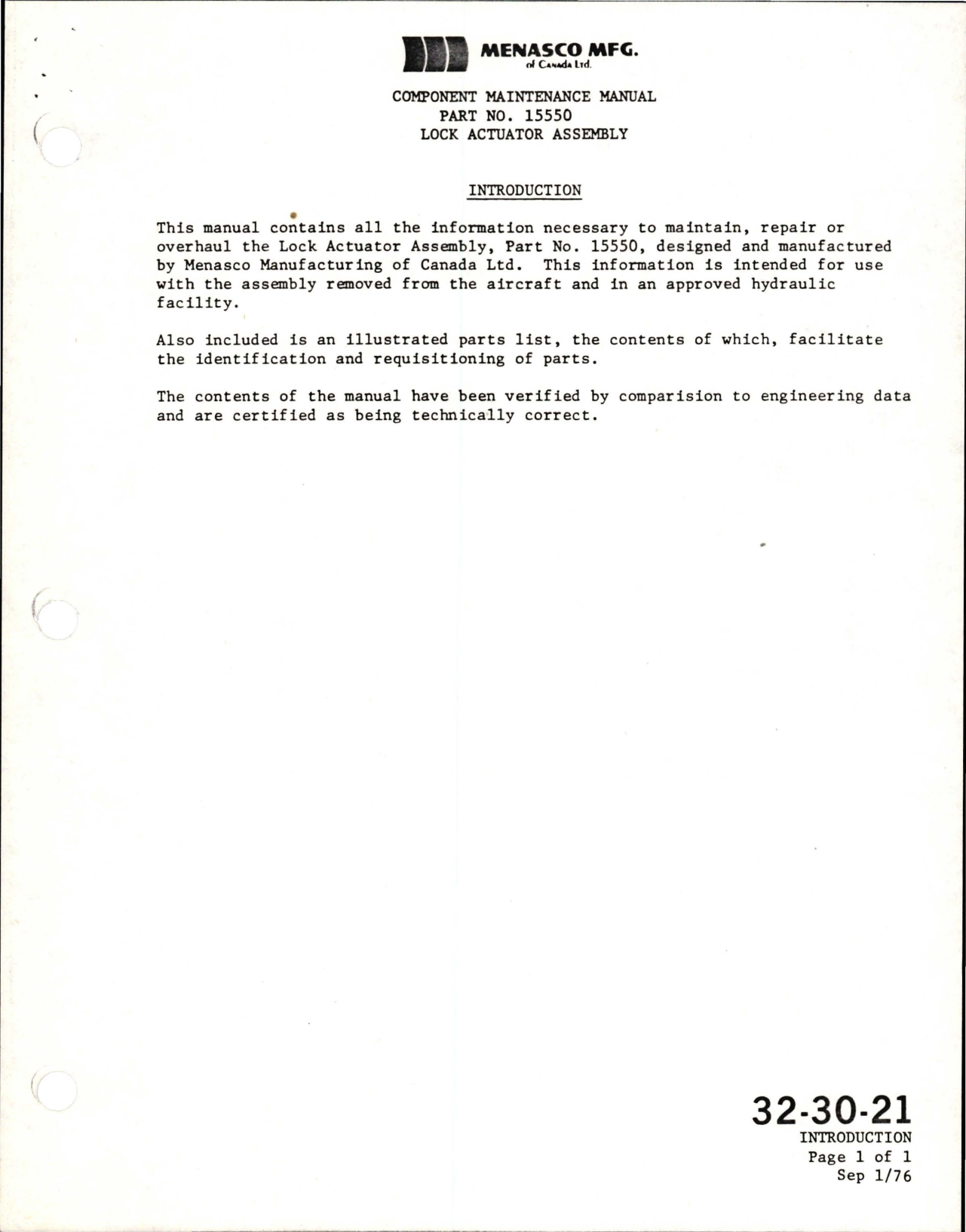 Sample page 9 from AirCorps Library document: Component Maintenance Manual for Main Landing Gear Lock Actuator Assembly - Parts 15550, 15550-1, and 15550-3