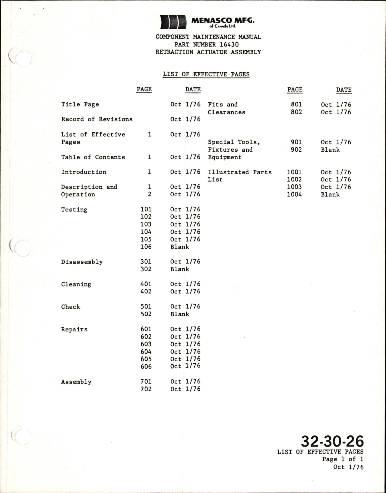 Sample page 5 from AirCorps Library document: Component Maintenance Manual for Nose Landing Gear Retraction Actuator Assembly - Part 16430-1