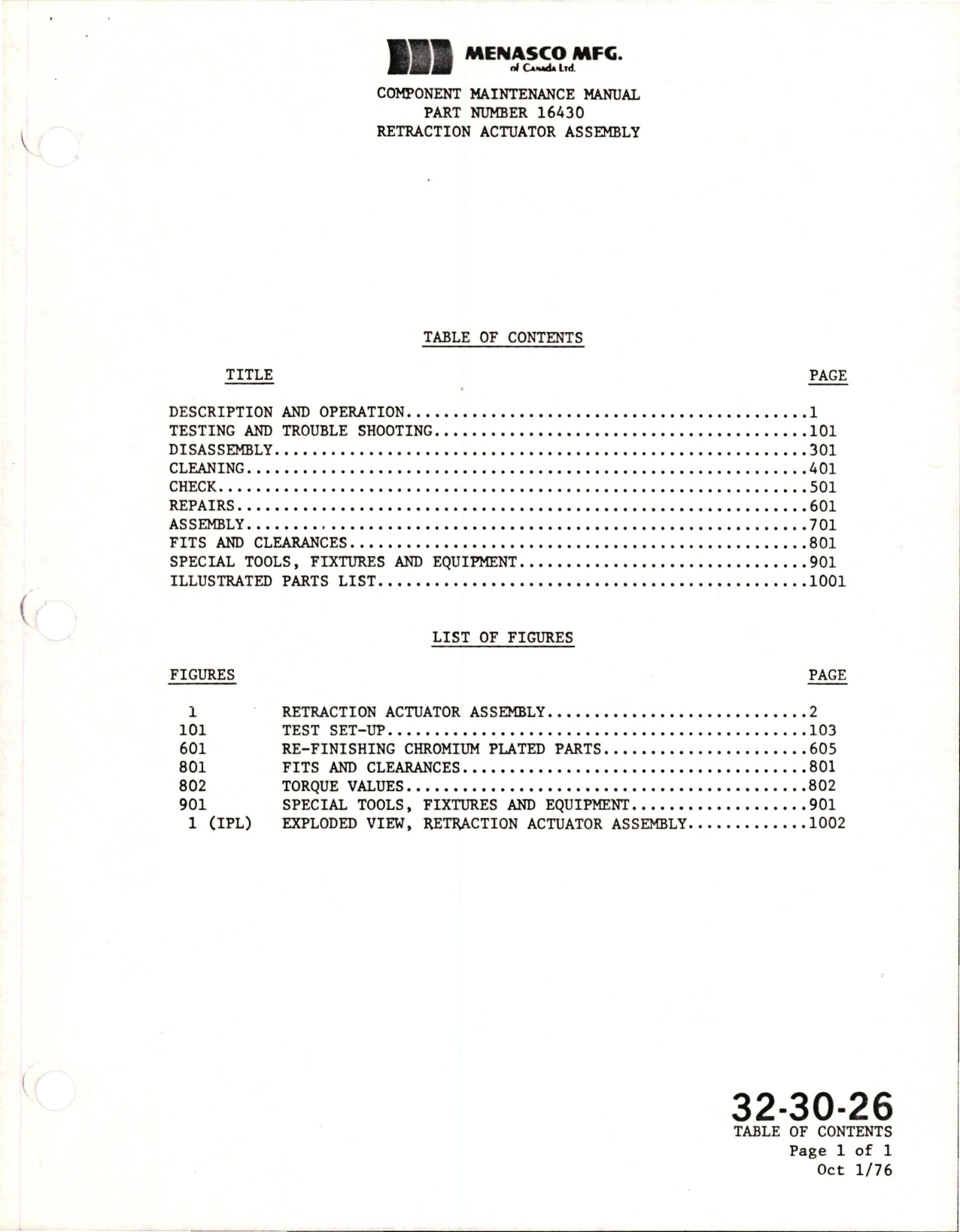 Sample page 7 from AirCorps Library document: Component Maintenance Manual for Nose Landing Gear Retraction Actuator Assembly - Part 16430-1