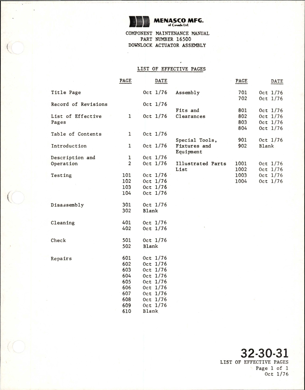 Sample page 5 from AirCorps Library document: Component Maintenance Manual for Nose Landing Gear Downlock Actuator Assembly - Part 16500-3