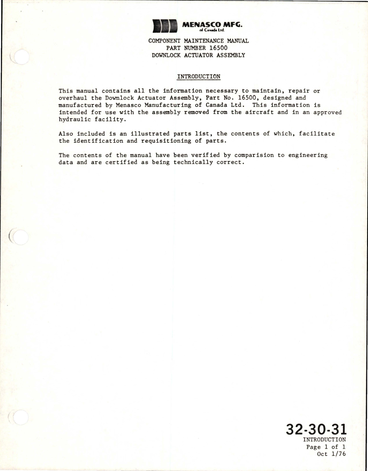 Sample page 9 from AirCorps Library document: Component Maintenance Manual for Nose Landing Gear Downlock Actuator Assembly - Part 16500-3