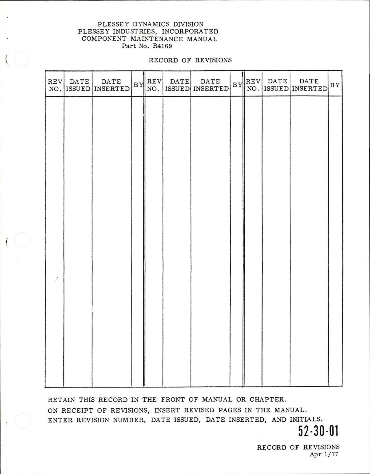 Sample page 5 from AirCorps Library document: Component Maintenance Manual with Illustrated Parts List for Electro Mechanical Rotary Actuator - Part R4169