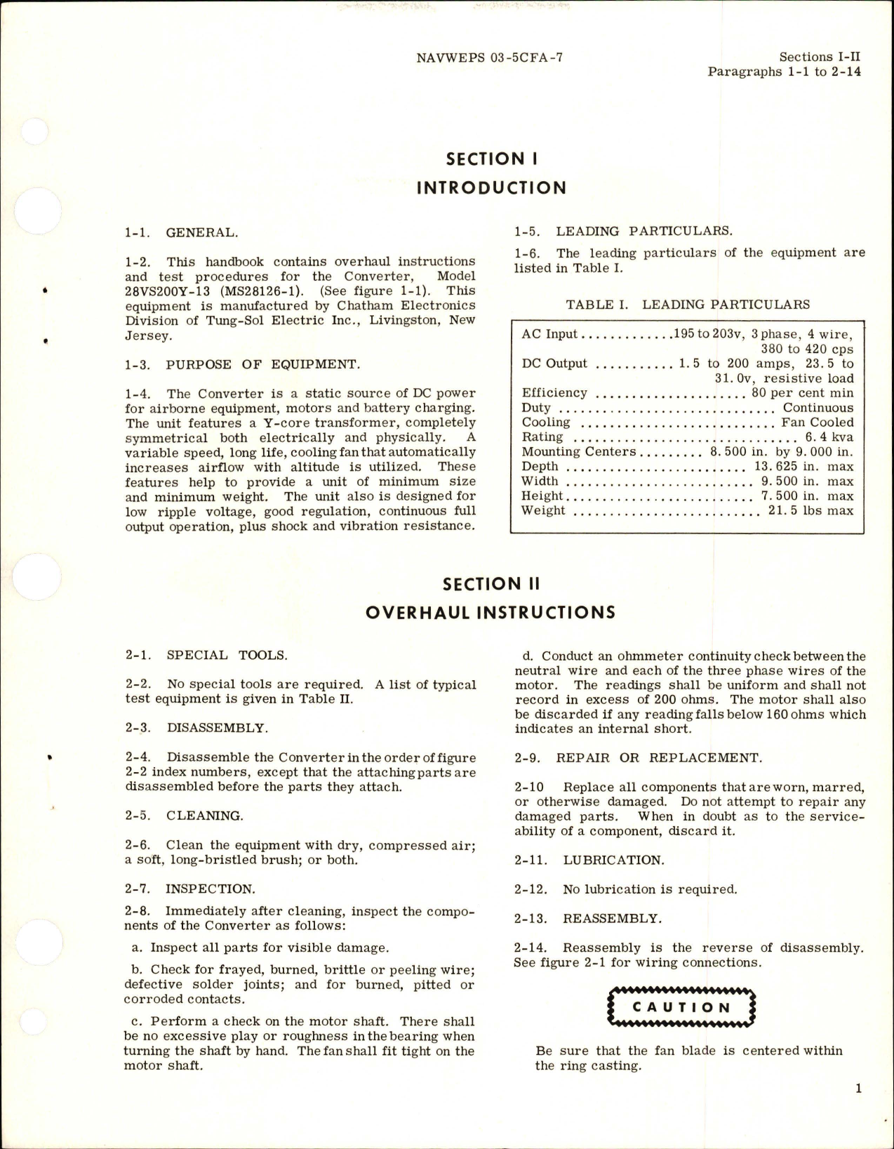 Sample page 5 from AirCorps Library document: Overhaul Instructions for 200 Ampere Class A Converter - Part 28VS200Y-13 - Type MS28126-1