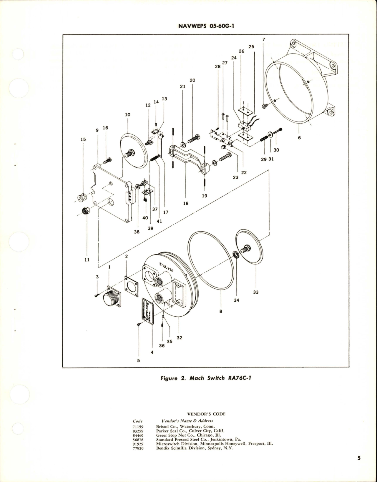 Sample page 5 from AirCorps Library document: Overhaul Instructions with Parts Breakdown for Mach Switch - RA76C-1