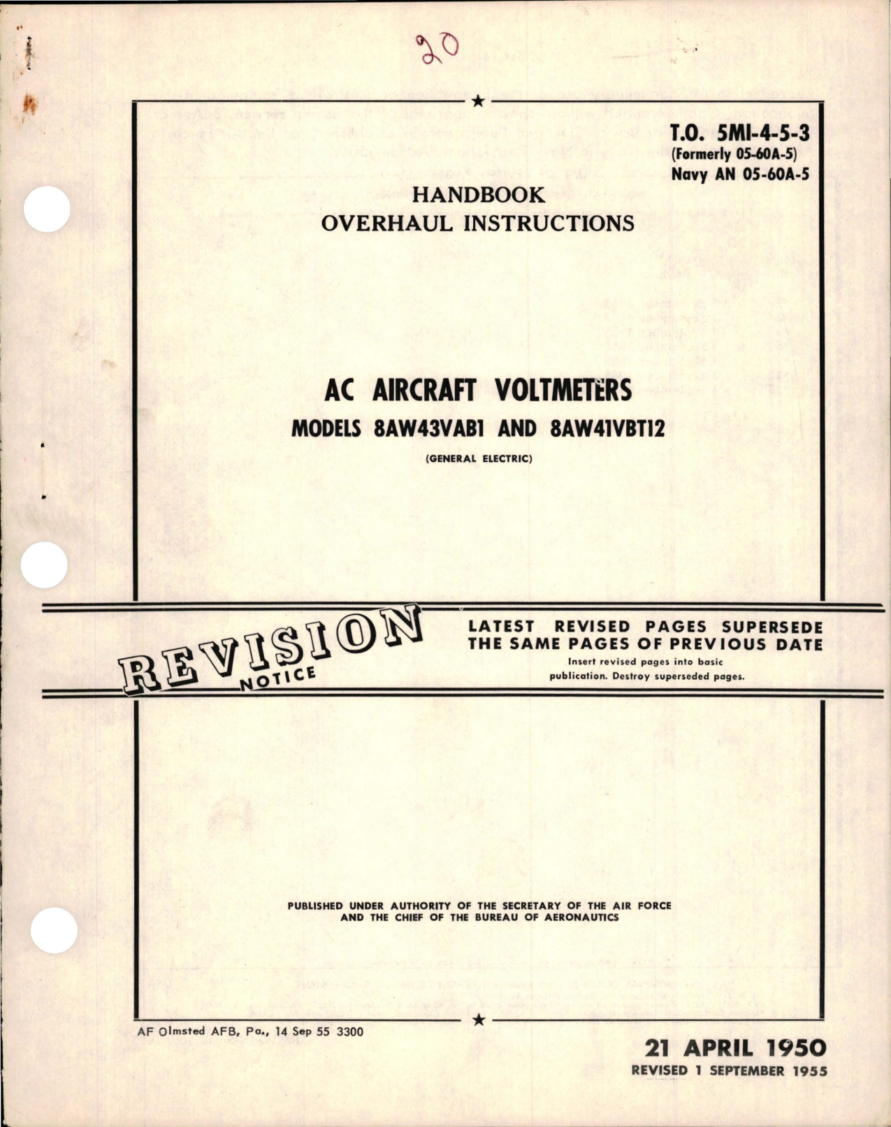 Sample page 1 from AirCorps Library document: Overhaul Instructions for AC Aircraft Voltmeters - Models 8AW43VAB1 and 8AW41VBT12 