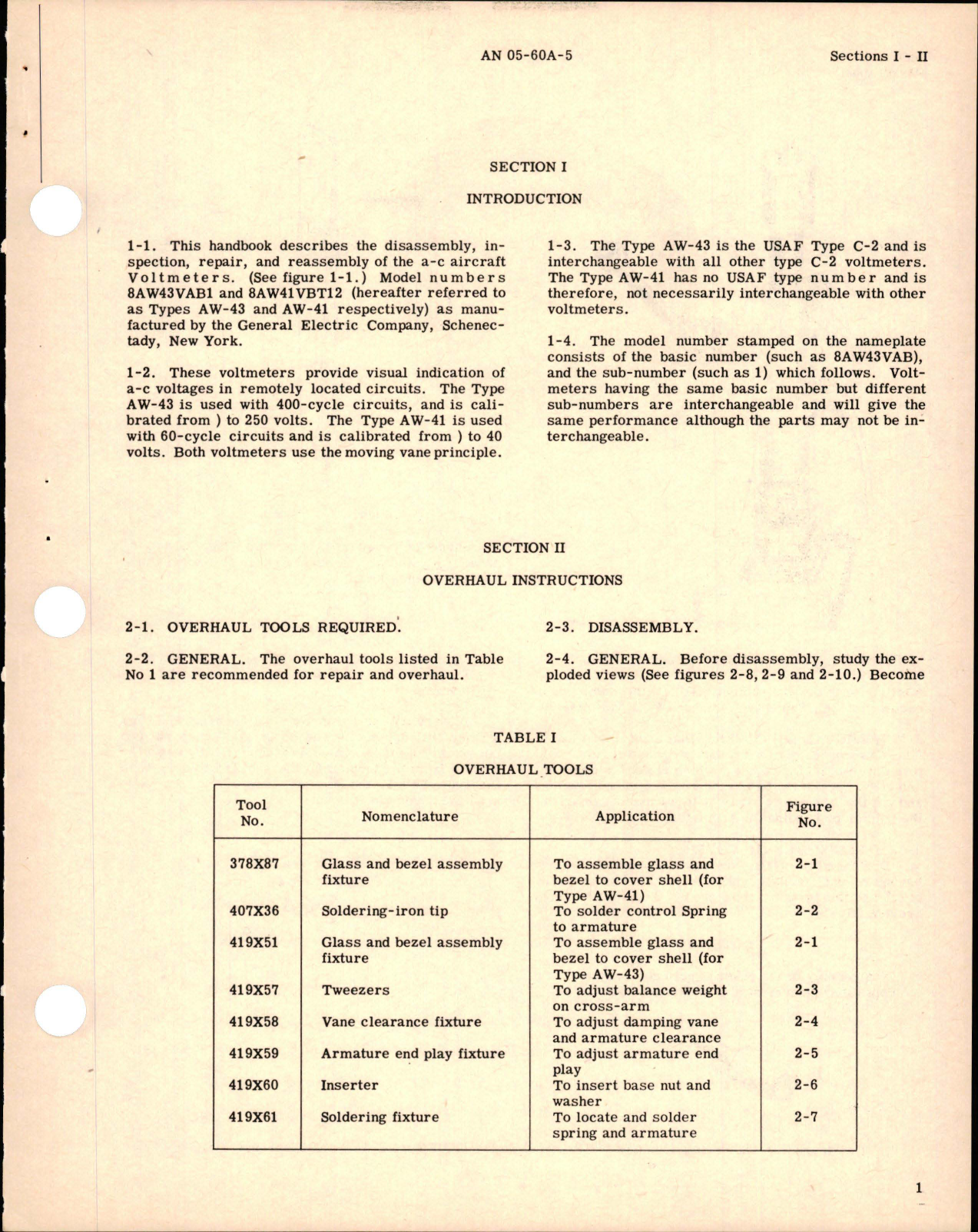 Sample page 5 from AirCorps Library document: Overhaul Instructions for A-C Aircraft Voltmeters - Models 8AW43VAB1 and 8AW41VBT12 