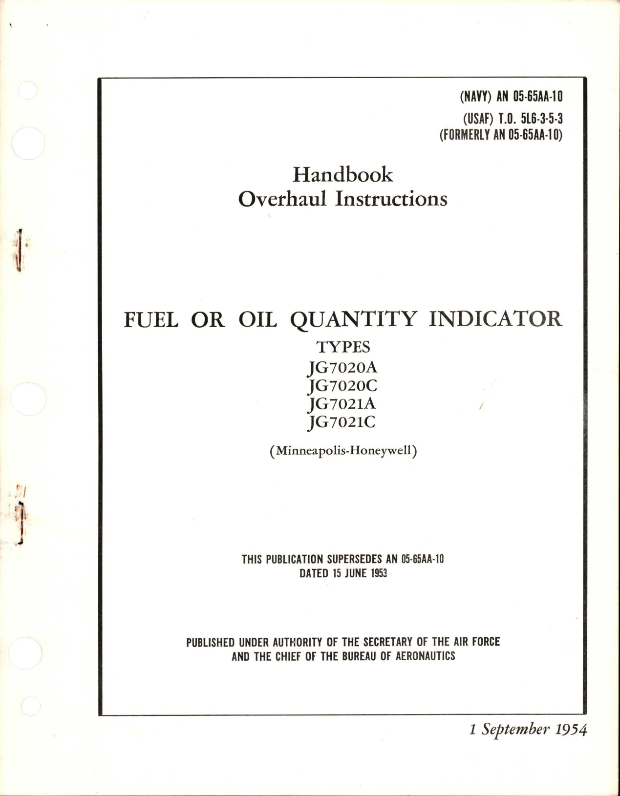 Sample page 1 from AirCorps Library document: Overhaul Instructions for Fuel or Oil Quantity Indicator 