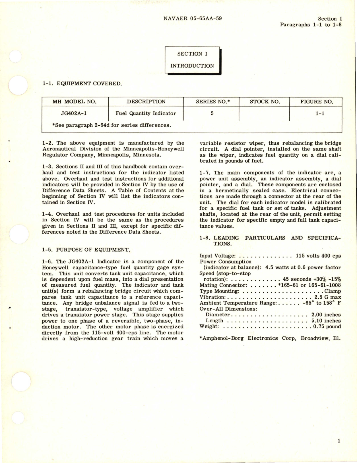 Sample page 5 from AirCorps Library document: Overhaul Instructions for Fuel Quantity Indicator - JG402A-1